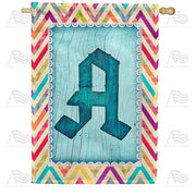 Multi Color Chevron Monogram House Flag