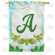 Rose Greenery Monogram House Flag