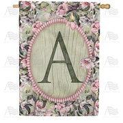 Pink Petals Monogram House Flag