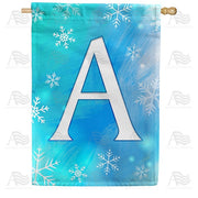 Snowflakes Monogram House Flag