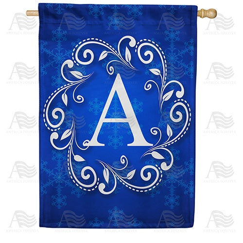 Royal Blue Winter Monogram House Flag