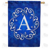 Royal Blue Winter Monogram House Flag