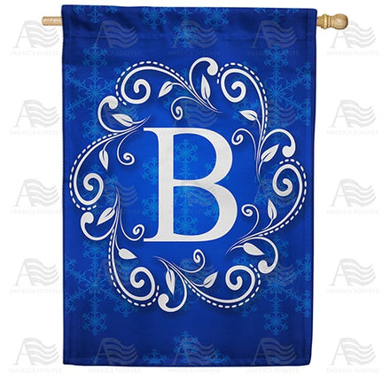 Royal Blue Winter Monogram House Flag