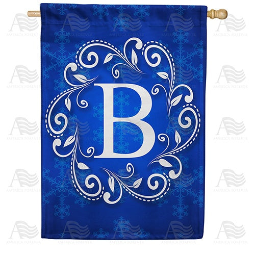 Royal Blue Winter Monogram House Flag