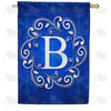 Blue Winter Monogram House Flag