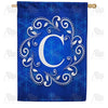 Royal Blue Winter Monogram House Flag