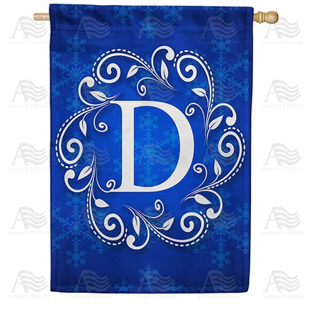 Royal Blue Winter Monogram House Flag