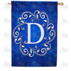 Blue Winter Monogram House Flag