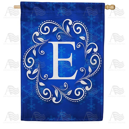 Royal Blue Winter Monogram House Flag