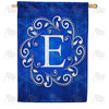 Royal Blue Winter Monogram House Flag