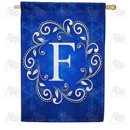 Blue Winter Monogram House Flag