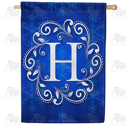 Royal Blue Winter Monogram House Flag