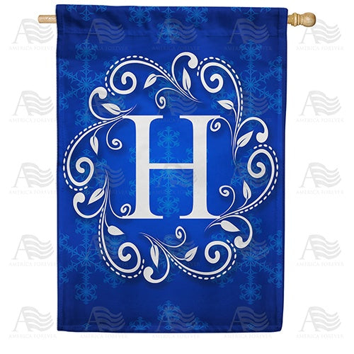 Blue Winter Monogram House Flag