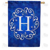 Blue Winter Monogram House Flag