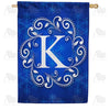 Royal Blue Winter Monogram House Flag