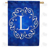 Royal Blue Winter Monogram House Flag