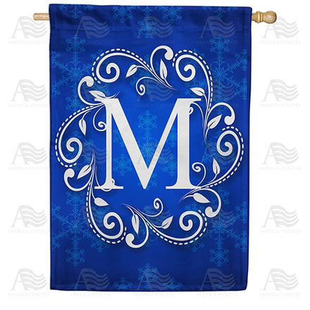 Royal Blue Winter Monogram House Flag