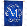 Blue Winter Monogram House Flag