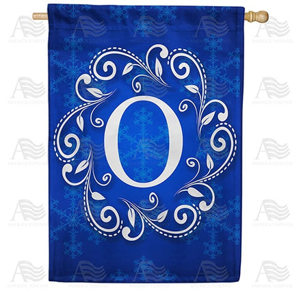 Blue Winter Monogram House Flag