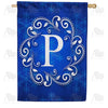 Royal Blue Winter Monogram House Flag