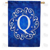 Blue Winter Monogram House Flag