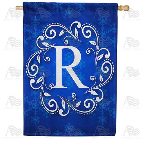 Royal Blue Winter Monogram House Flag