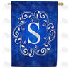 Royal Blue Winter Monogram House Flag