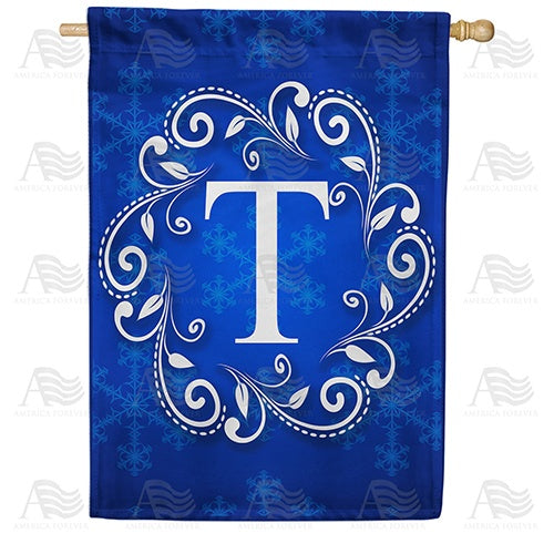 Royal Blue Winter Monogram House Flag