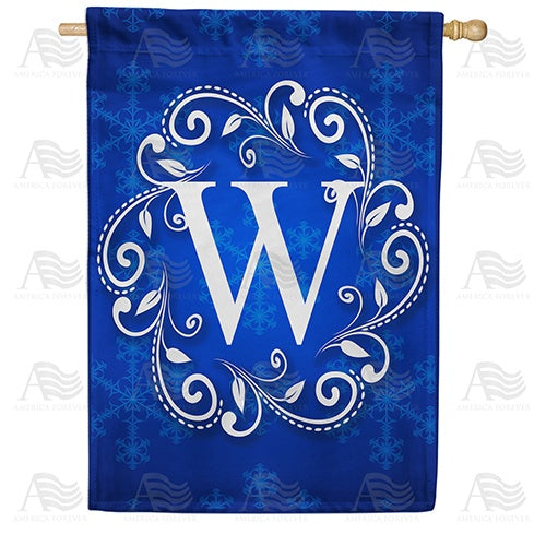 Royal Blue Winter Monogram House Flag