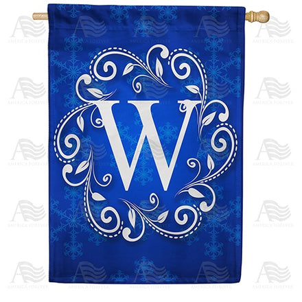 Blue Winter Monogram House Flag