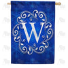 Blue Winter Monogram House Flag