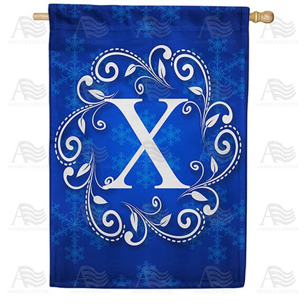 Blue Winter Monogram House Flag