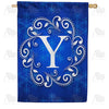 Blue Winter Monogram House Flag