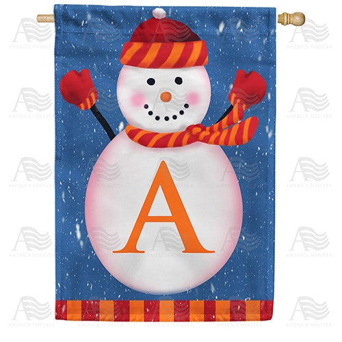 Snowman Monogram House Flag