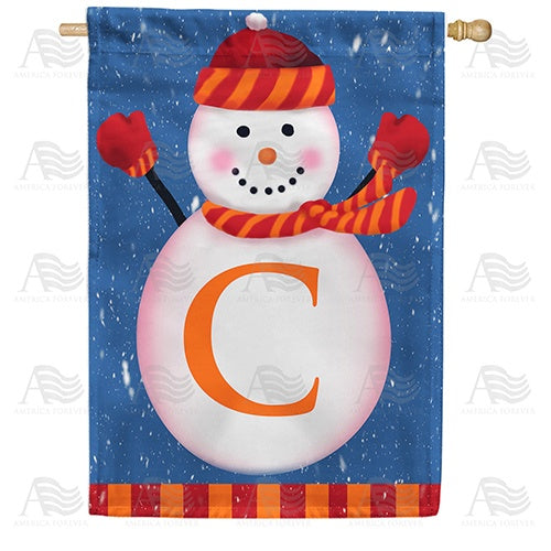 Snowman Monogram House Flag