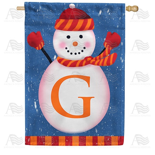 Snowman Monogram House Flag