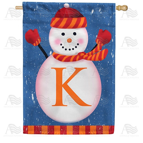 Snowman Monogram House Flag