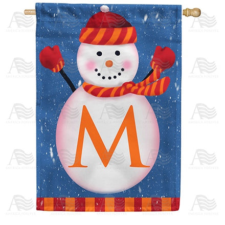 Snowman Monogram House Flag