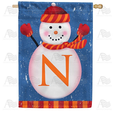 Snowman Monogram House Flag