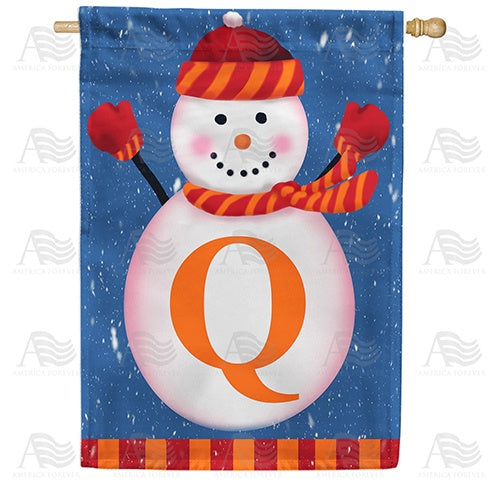 Snowman Monogram House Flag