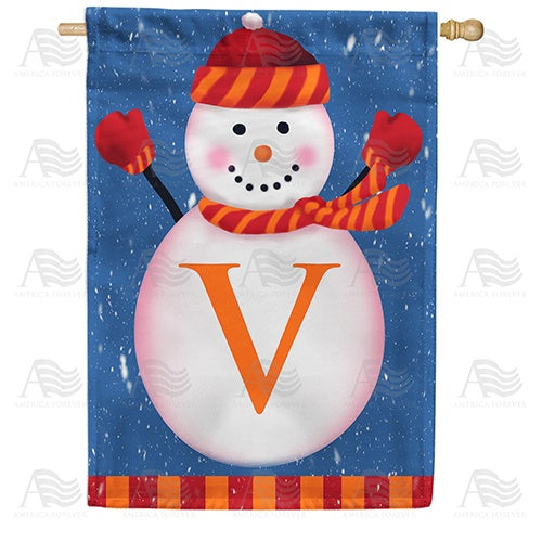 Snowman Monogram House Flag