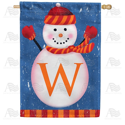 Snowman Monogram House Flag