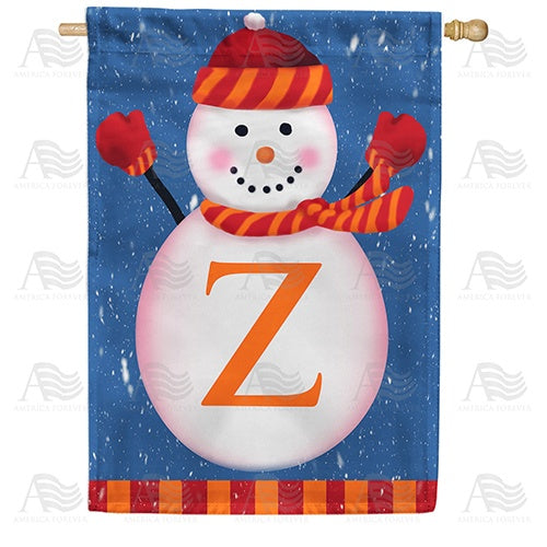 Snowman Monogram House Flag