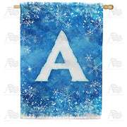 Icy Snowflakes Monogram House Flag