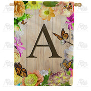 Flowery Wood Panel Monogram House Flag