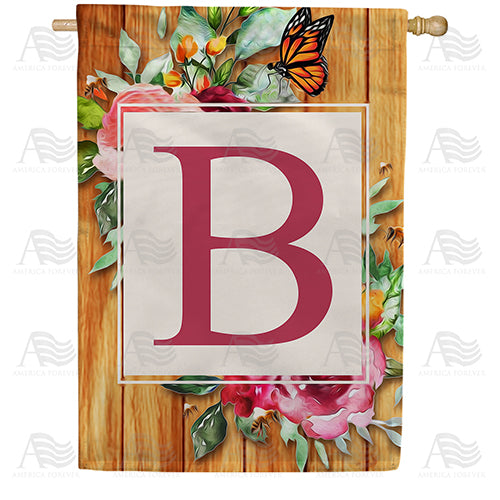 Bees And Roses Monogram House Flag