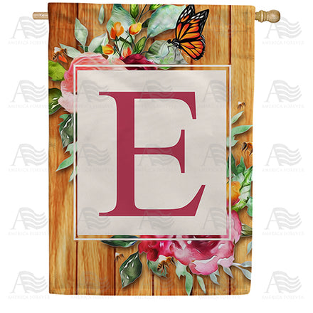 Bees And Roses Monogram House Flag