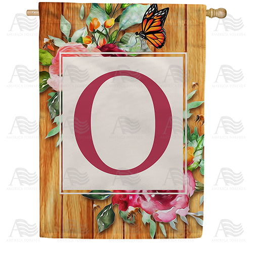 Bees And Roses Monogram House Flag