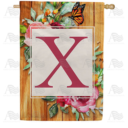 Bees And Roses Monogram House Flag