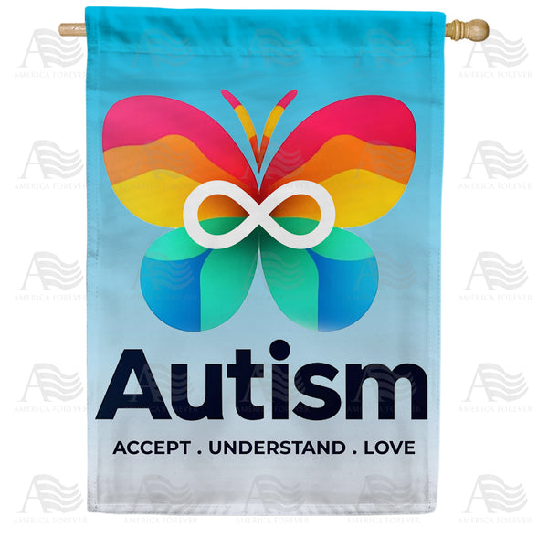 Autism Butterfly House Flag
